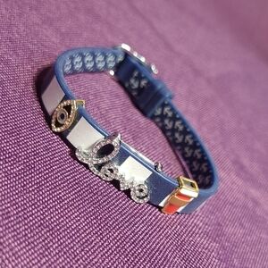 Blue and White KEEP Collective Bracelet with Charms